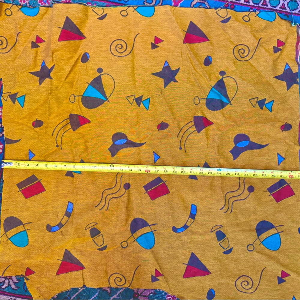 Upholstery Fabric - Gold, Teal, Red